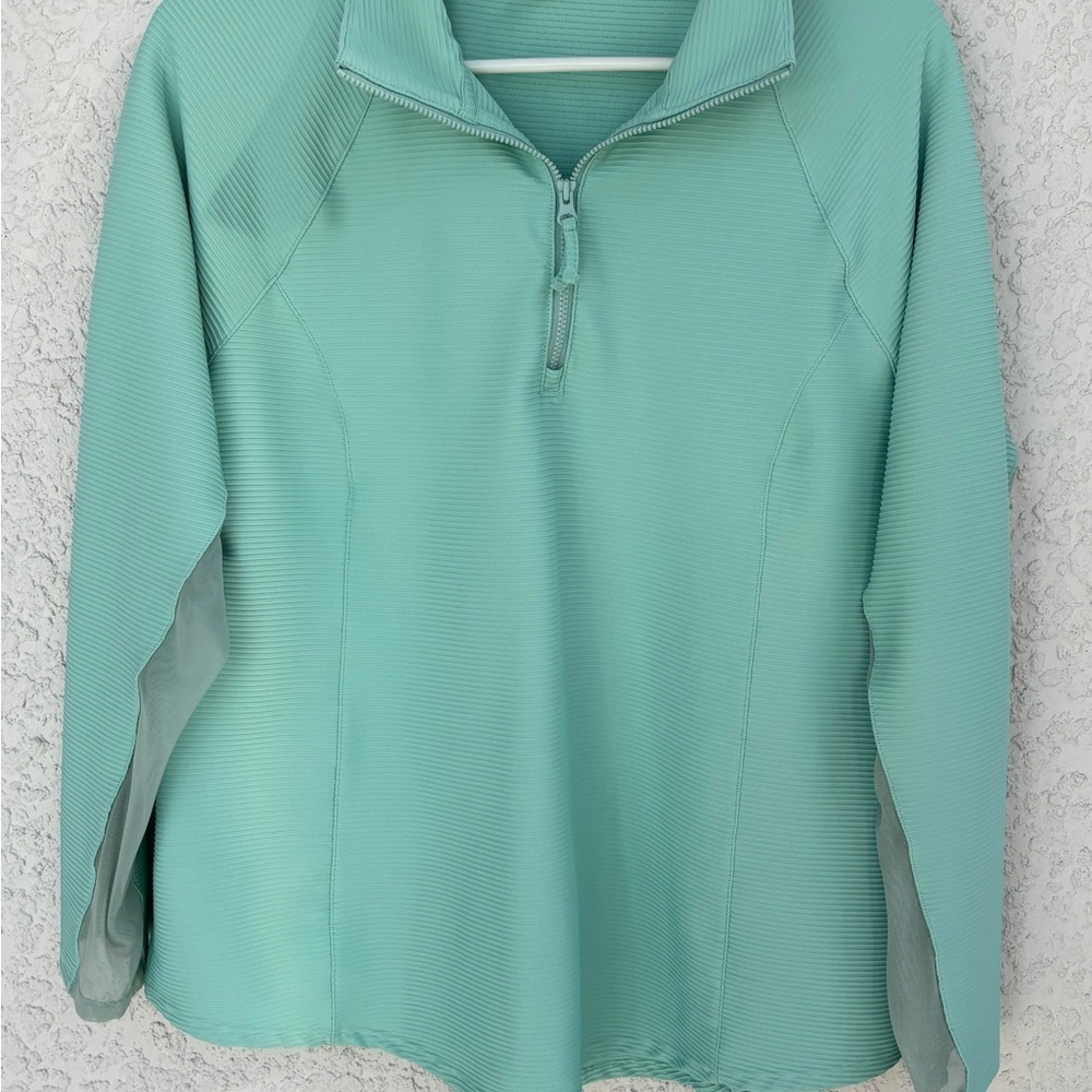 Mint Green Quarter-Zip Pullover - Picture 2 of 8